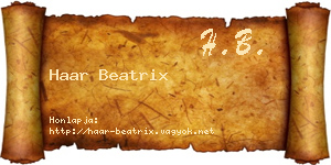 Haar Beatrix névjegykártya